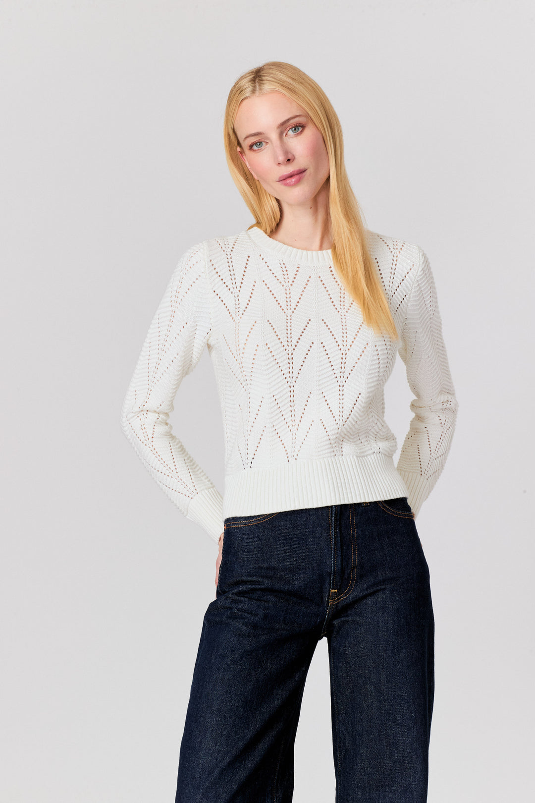 Pointelle Crew Sweater