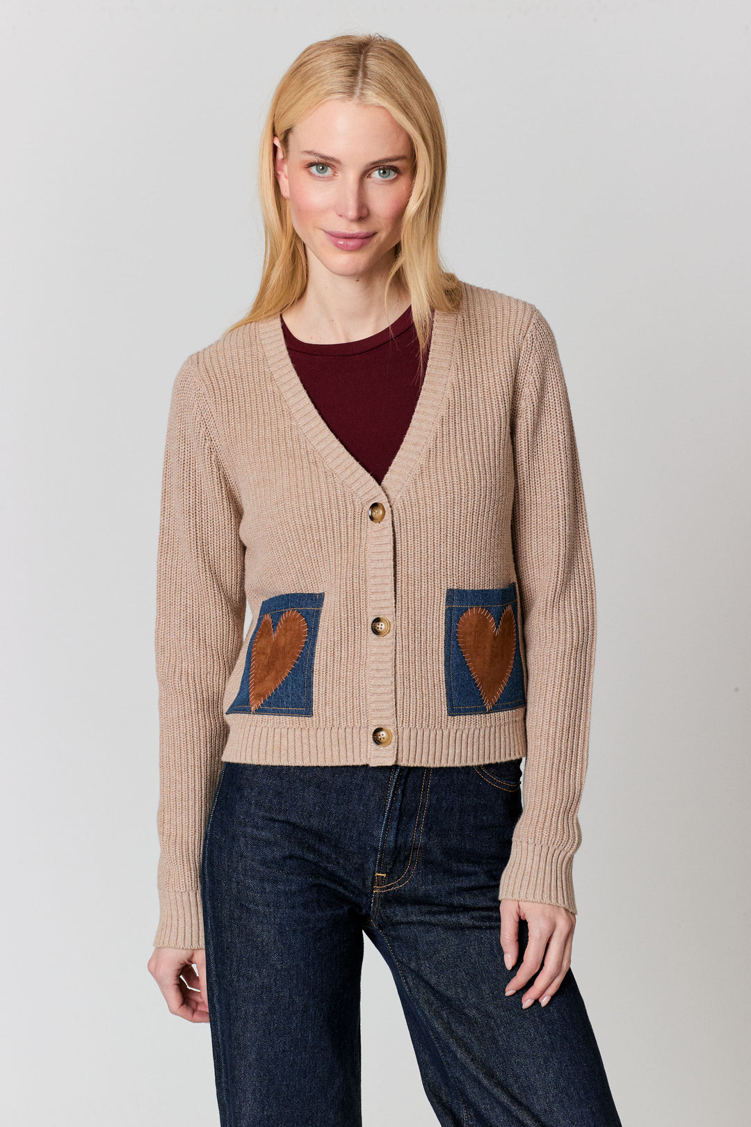 Suede Heart Pocket Cardigan