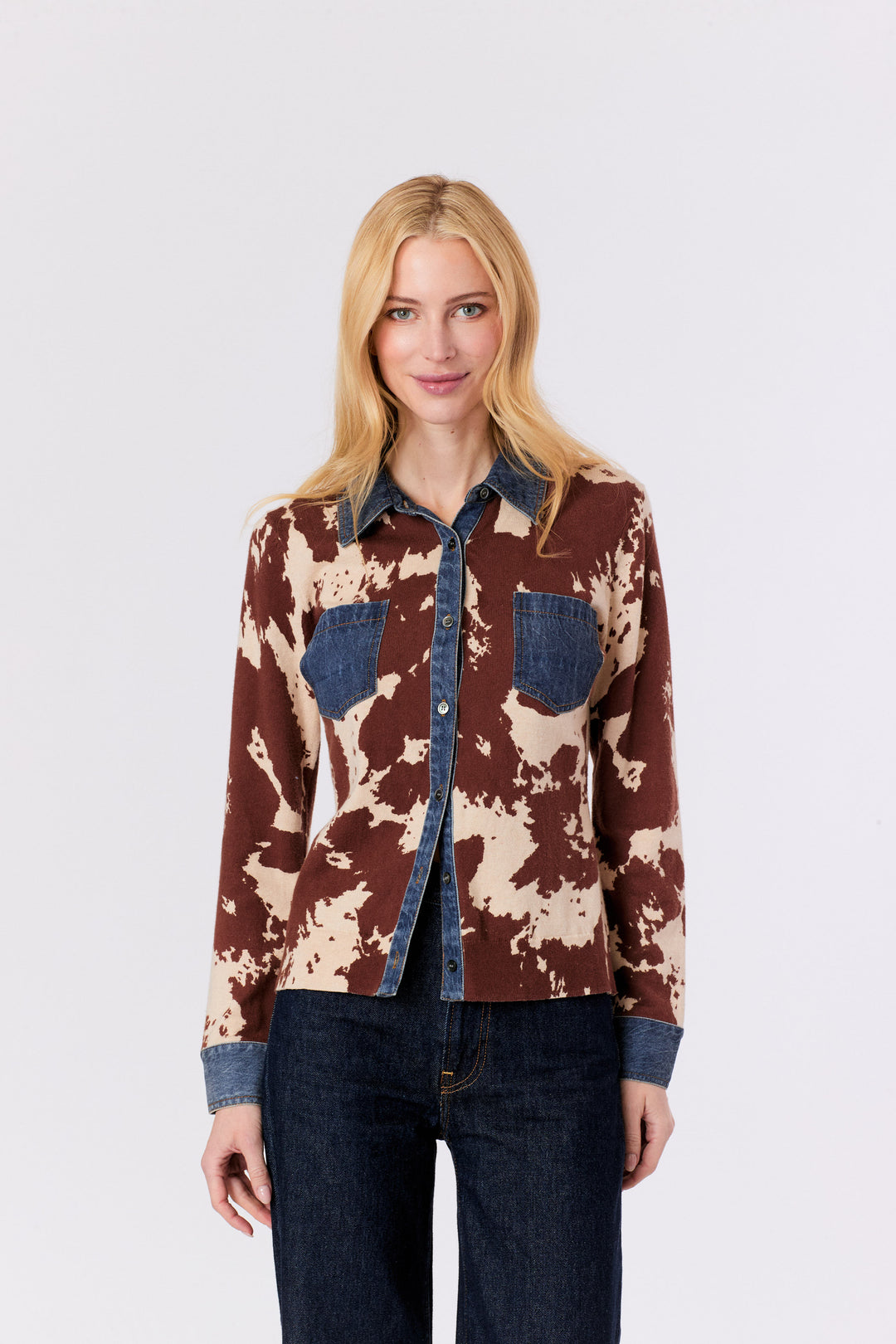 Denim Detail Western Top