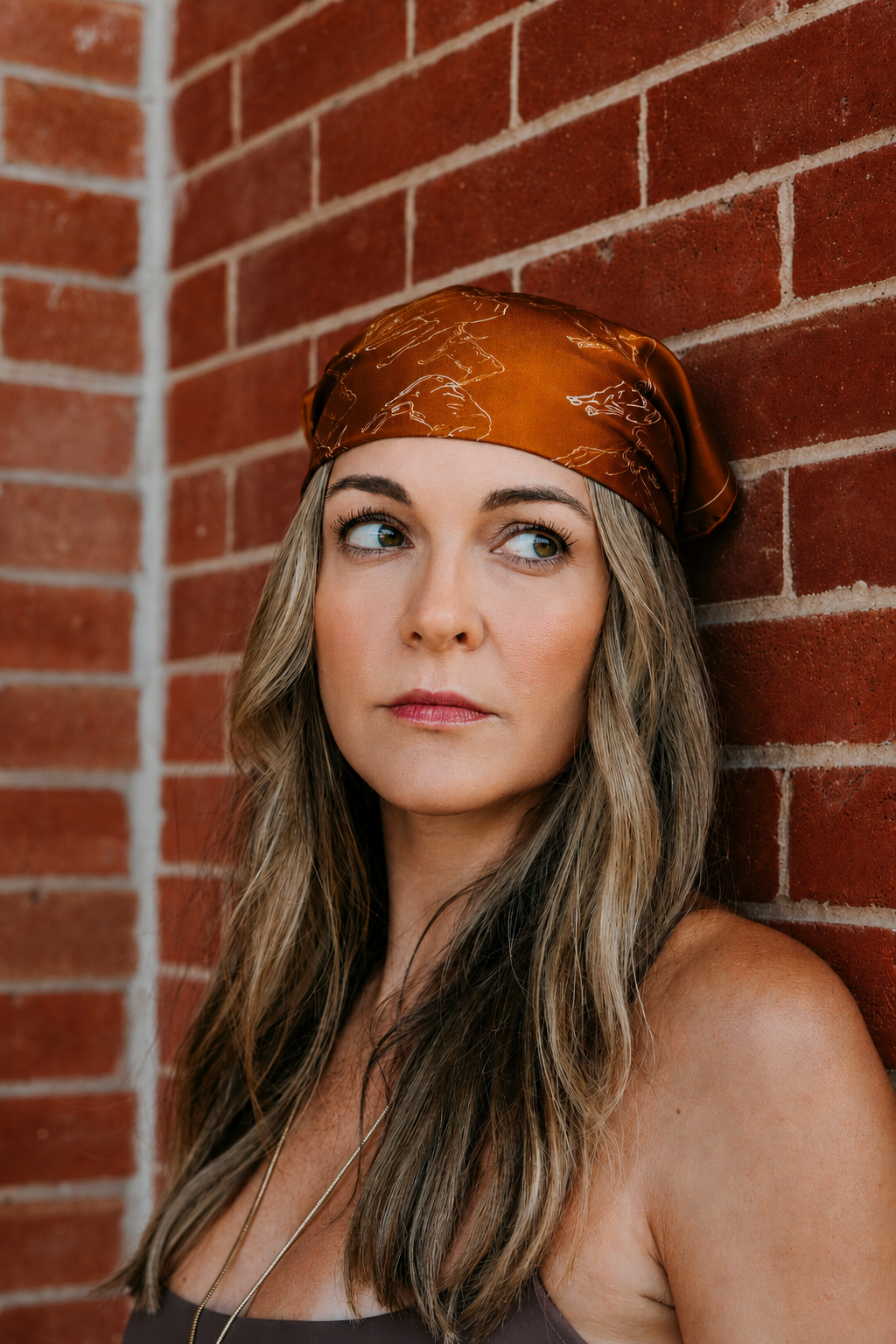 Texas Longhorn Outline Silk Twill Scarf | Burnt Orange 20" x 20"