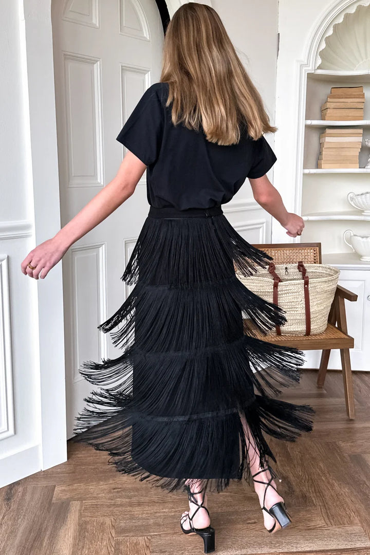 Fringe Midi Skirt