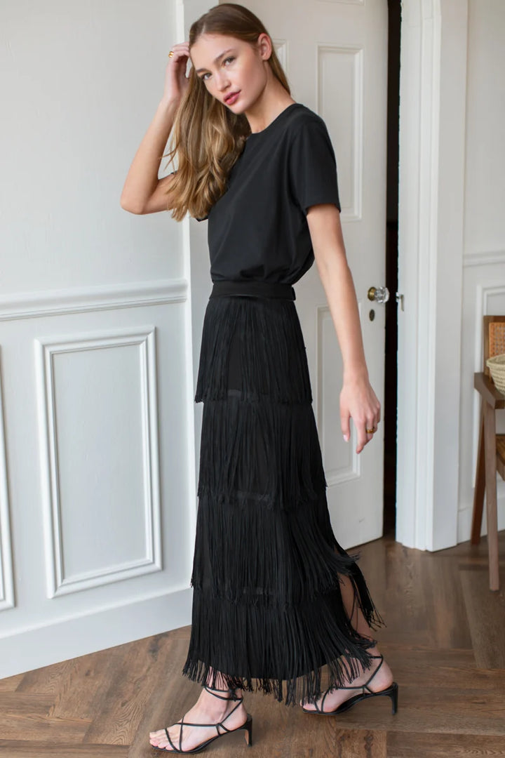 Fringe Midi Skirt