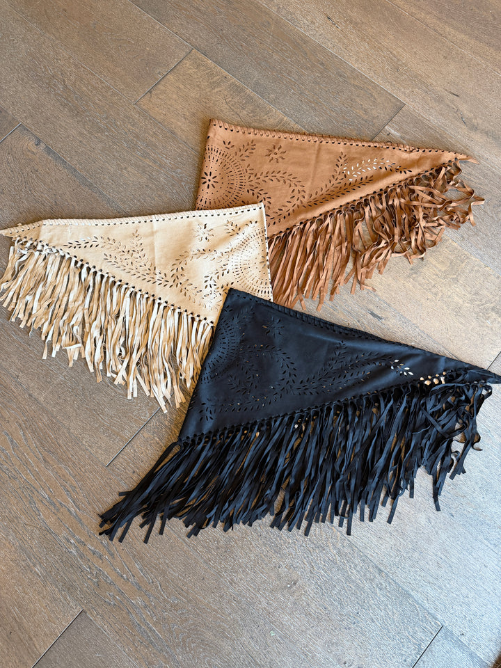 Suede Fringe Scarf