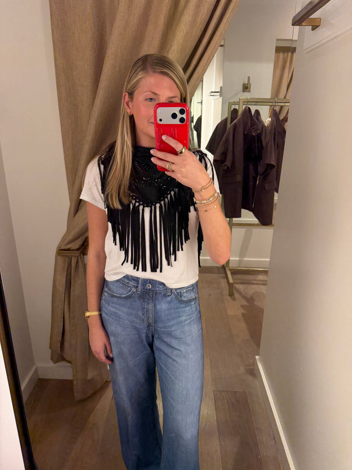 Suede Fringe Scarf