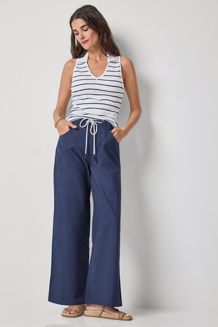 Striped Sleeveless Collared Top