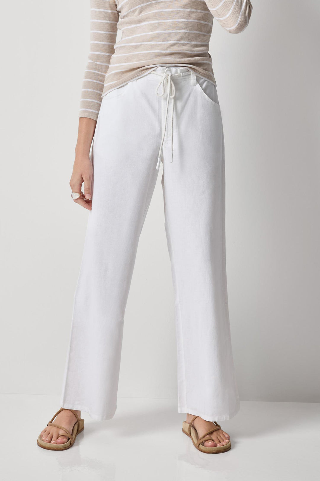 Linen Blend Straight Leg Pant