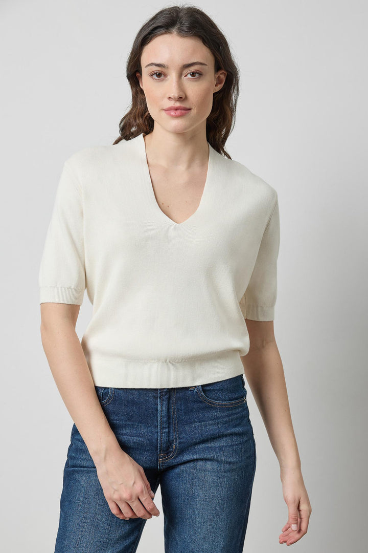 V-Neck Elbow Sleeve Sweater