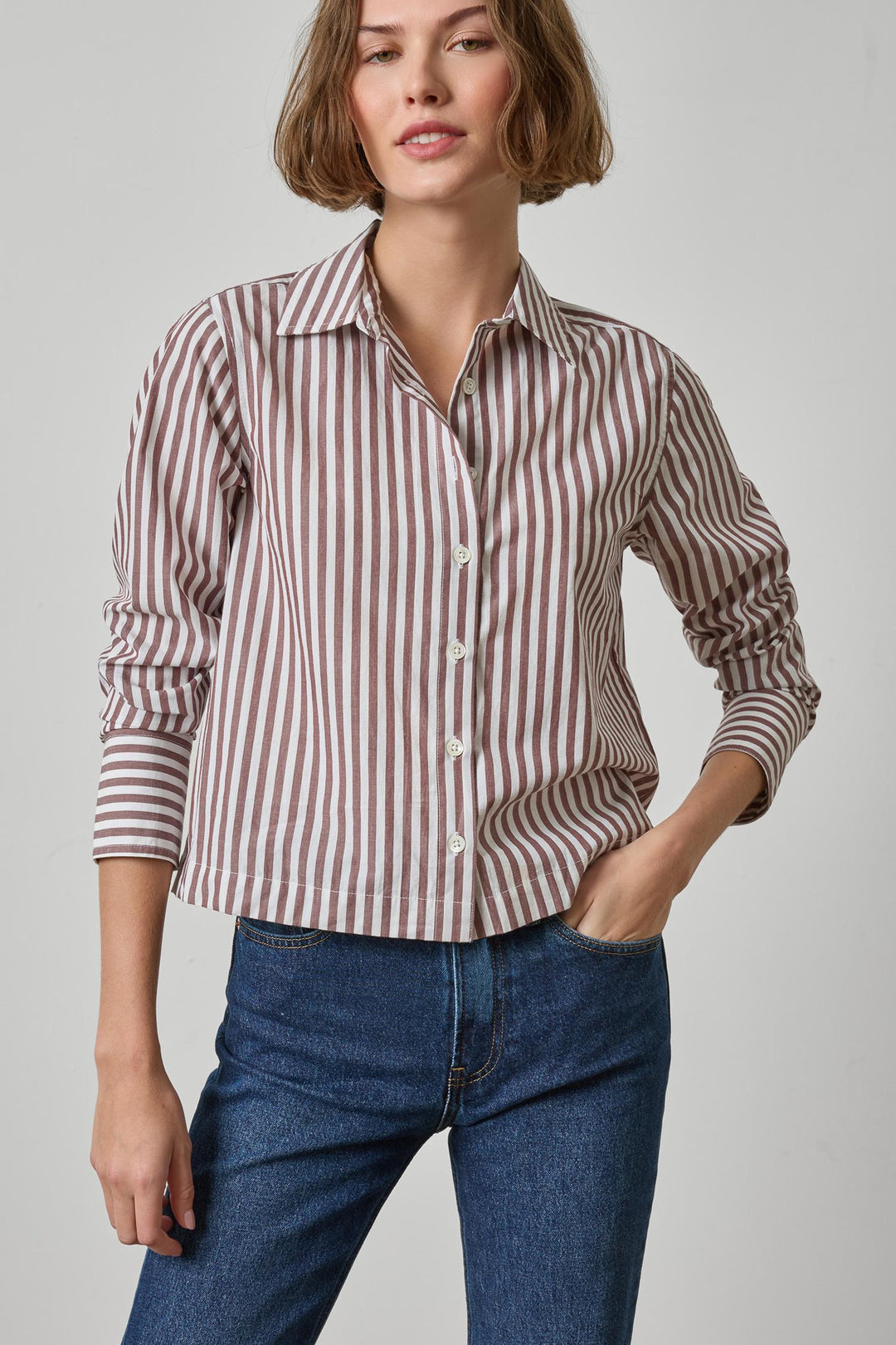Straight Fit Short Button Down
