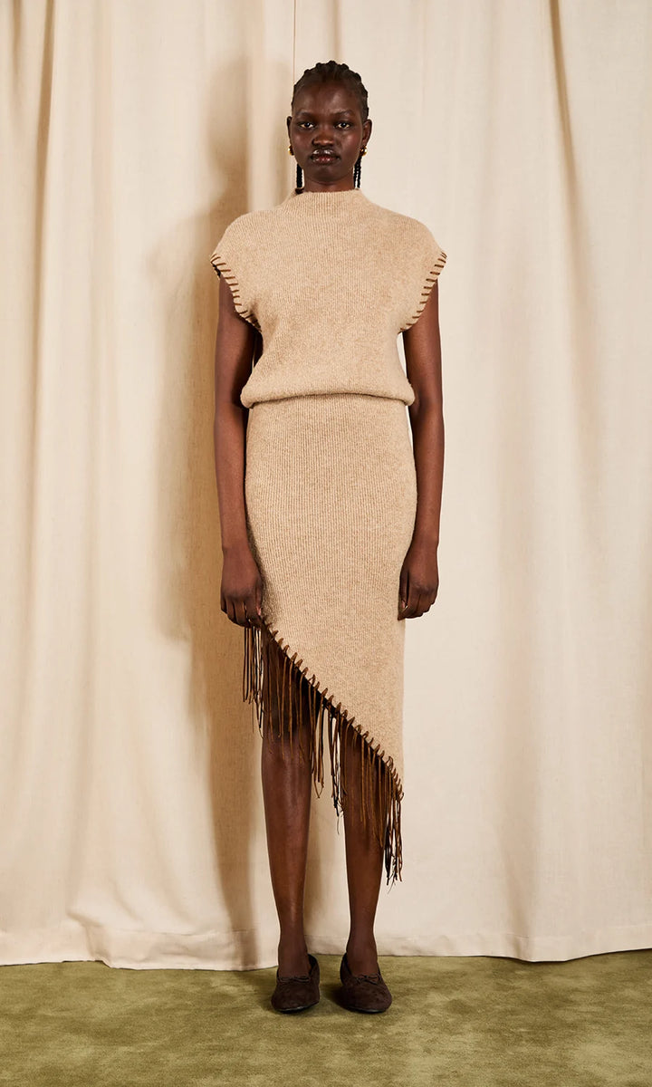 Fringe Knit Midi Dress