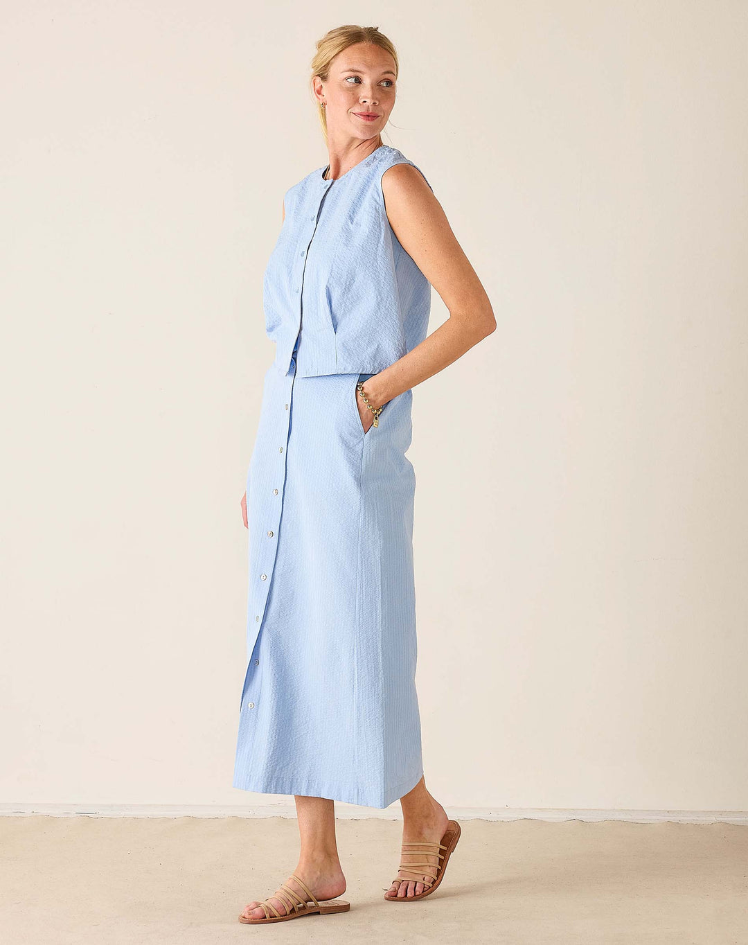 Le Midi Button Front Skirt