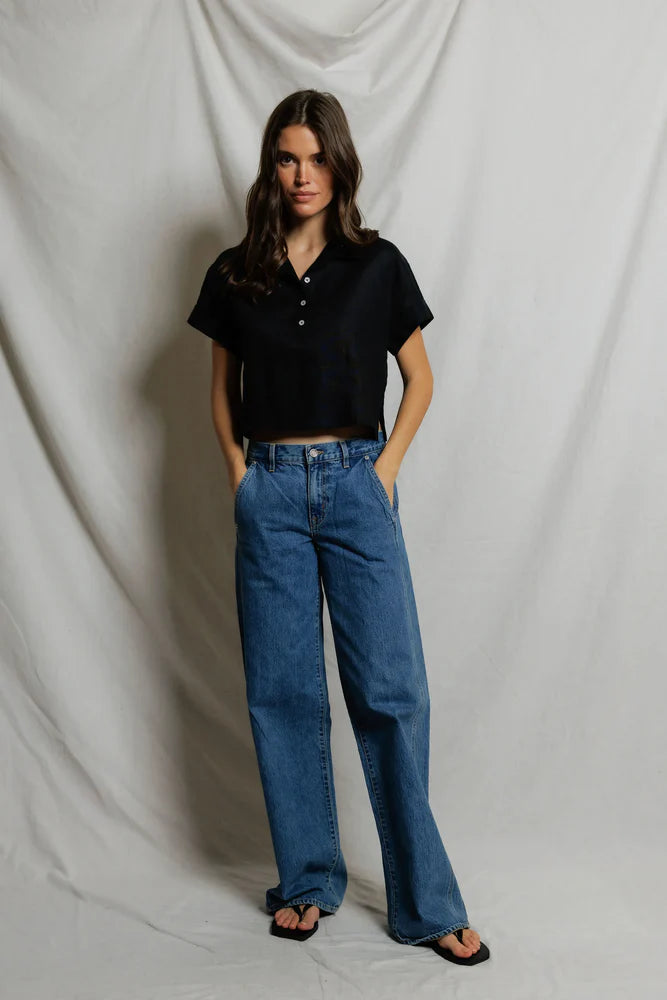 Tabitha Linen Cropped Polo