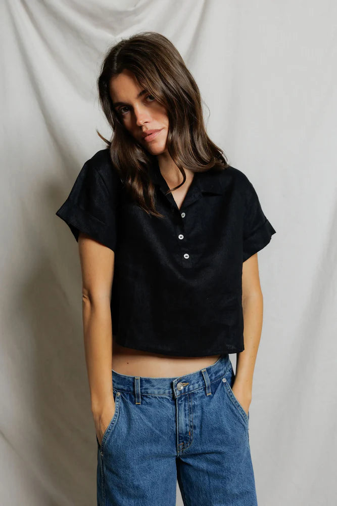 Tabitha Linen Cropped Polo