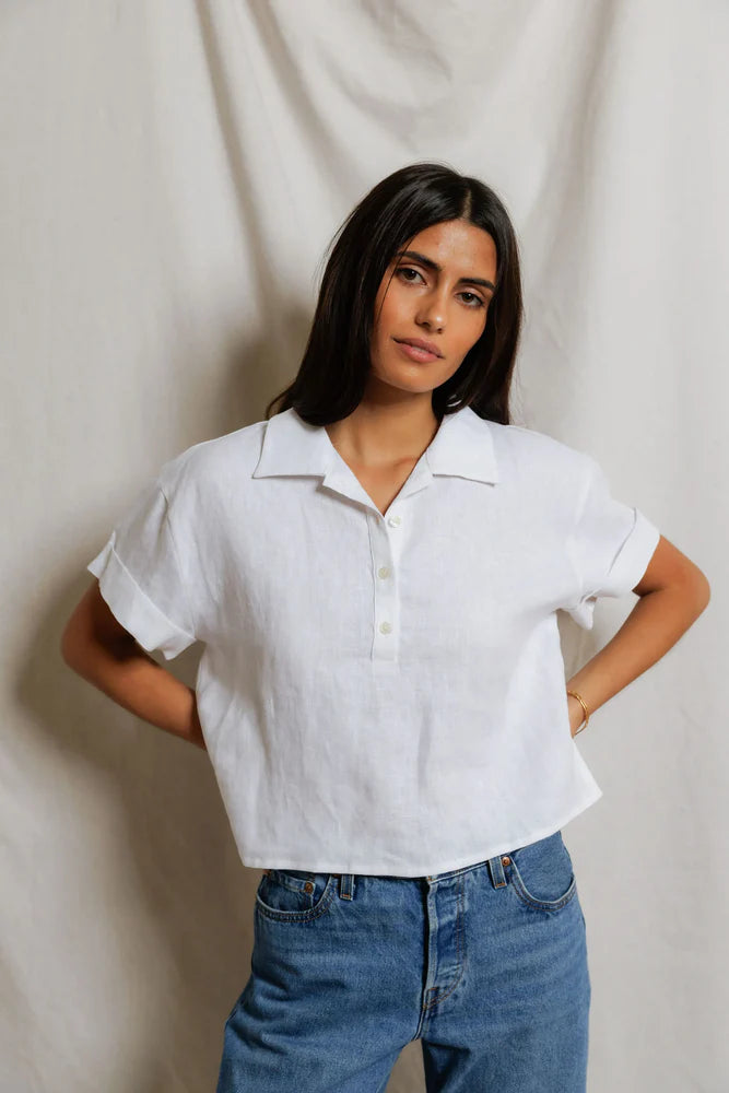 Tabitha Linen Cropped Polo
